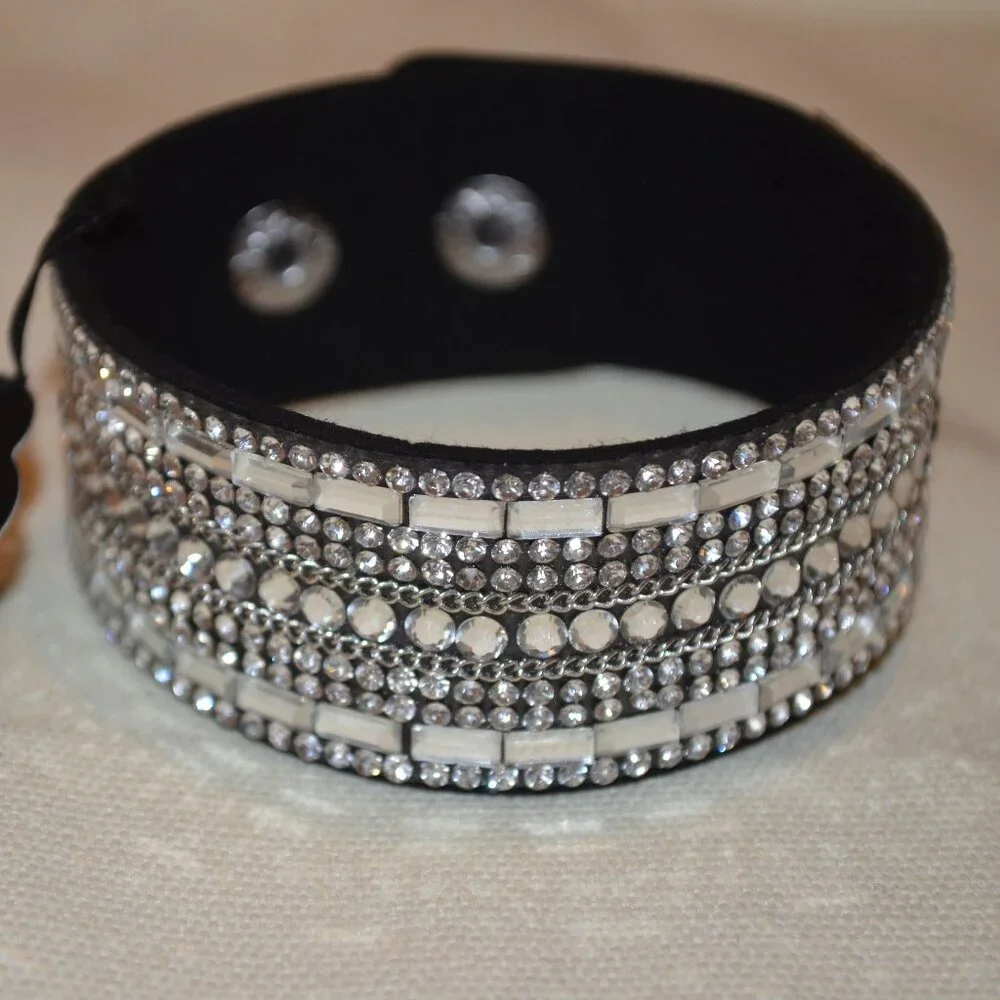 PAPARAZZI Rhinestones like Suede Adjustable 2 Snaps Bracelet Girls 14 y.o. & Up